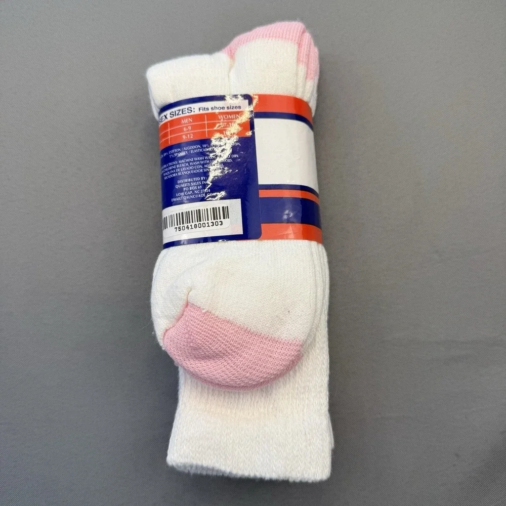 TOTAL CARE 2 PAIR DIABETIC CREW SOCKS 9-11 WHITE‎ USA